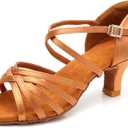 RoseMoli Women's Latin Dance Shoes Satin Professional Ballroom Salsa Practice Performance Dance Shoes, Size 37 EUR