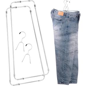 Colingmill 2 Sets Pants Stretcher Wrinkle Free Pants Hangers Hang to Dry Stretchers for Creased Wrinkle Free Slacks Without Ironing (Silvery)
