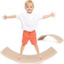 Wobble Balance Board for kids Toddler Open Ended Learning, 35 Inch Natural Wood Rocker Board for Children's Room Yoga Classroom