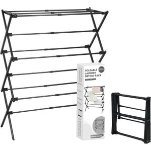 ZOES HOMEWARE Clothes Drying Rack | Foldable Drying Rack Clothing for Laundry | Small Collapsible Portable Dryers for Laundry | Use for Indoor & Outdoor | Black 37.5"x29"x12"