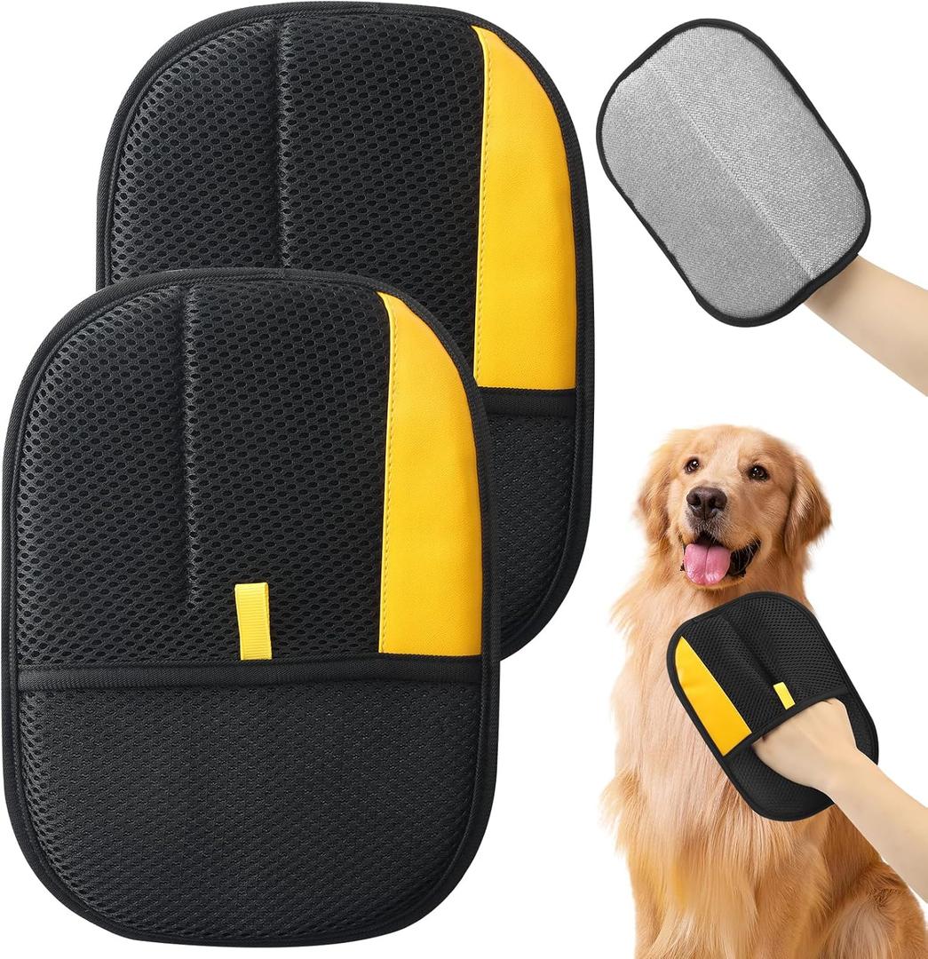 2 x Pet Hair Removal Glove,2Pcs,Electrostatic Gloves Pet Hair Removal,Highly Efficient,Pet Hair Remover Glove,9.45-Inch Large Brush Surface,Reusable Cat Grooming Gloves for Couch,Sweater,Carpet,Curtain.