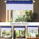 FUANGUI Valance Curtain 42" W x 18" L Linen Valances for Windows Kitchen Curtains Window Valances, Farmhouse Curtains Pleated Color Block Design with Coconut Husk Button Detail