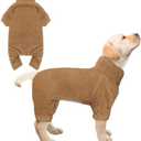 Fuzzy Pajamas Turtleneck Warm Soft Cozy Lightweight Dog Pjs Sweaters for Small Dogs (Coffee-L)