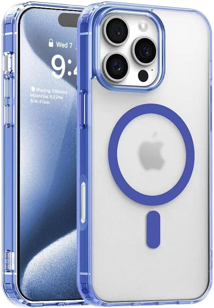 S. Tedazo Magnetic Case for iPhone 16 Pro Compatible with MagSafe & MIL-Grade Protection,Not Yellowing,Scratch-Resistant,Translucent Matte Back Slim Phone Cover for iPhone 16 Pro-Blue