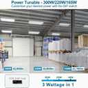 High Bay LED Shop Light 300W 42000LM 5000K 100-277V Dimmable, 3FT Commercial Grade Linear Bay Lights for Warehouse Workshop Supermarket Stadium, Power Tunable 300W/220W/165W, ETL 2 Pack