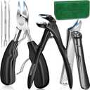 Toenail Clippers for Seniors Thick Toenails, 2026 Long Handle Toe Nail Clippers with Angled Head, Slanted Toenail Clippers & Wide Opening Ingrown Nail Clippers for Men, 6PCS