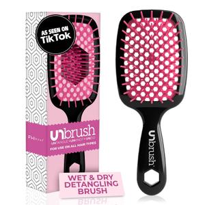 FHI Heat UNbrush Detangling Brush for Pain-Free Brushing on All Wet or Dry Hair Types  Durable DuoFlex Anti-Static Bristles, Lightweight Handle, Vented Hair Brush (Cherry Blossom)