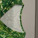 HOMEYEE Women's Summer All Over Print Casual V-Neck T-Shirt Tops with Button Detail (Green, S)