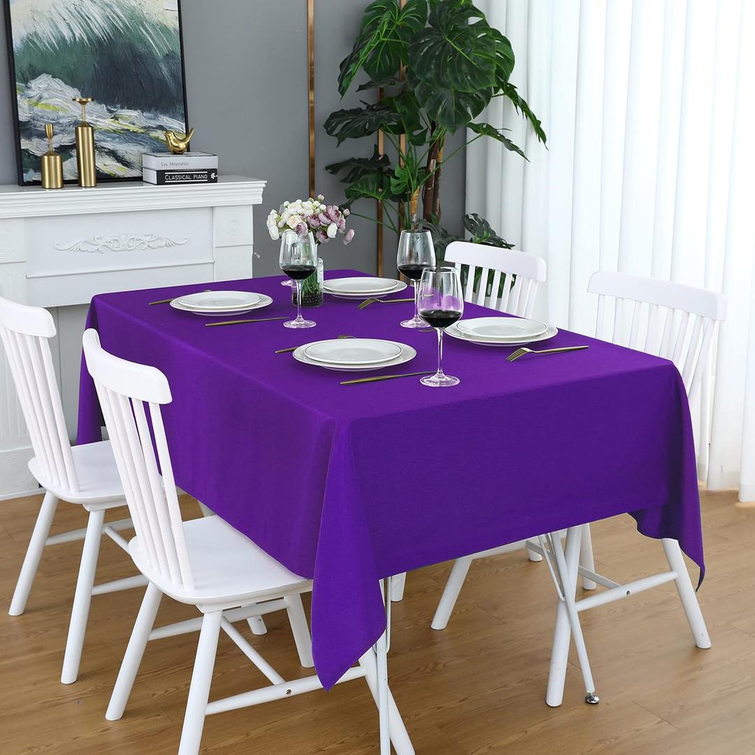 Purple Square Tablecloth 60 x 60 Wrinkle Free Waterproof Polyester Table Cloths, Spill proof Heavy Duty and Washable Table Cover for Party, Banquet, Indoor and Outdoor 
