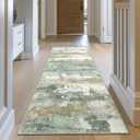 BEIMO Runner Rug for Hallway Kitchen, 2'6"x10' Machine Washable Runners Rug for Entryway, Soft Modern Abstract Throw Rugs, Low Pile Floor Cover with Non Slip Backing, Light Green
