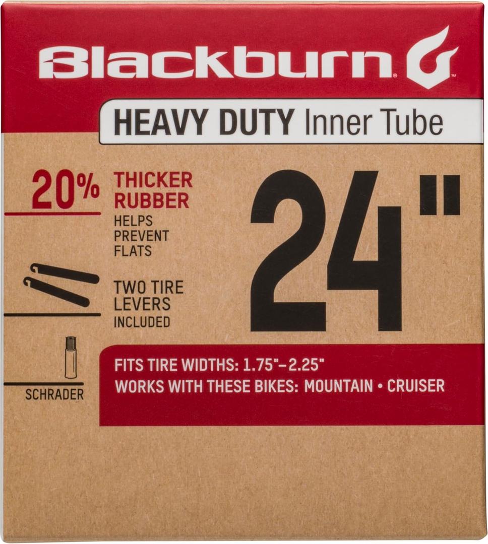 Blackburn 20" x 1.75-2.25" Schrader Heavy Duty Bicycle Inner Tube with tire levers