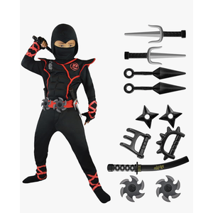 Spooktacular Creations Halloween Ninja Costume, Ninja Outfit Set for Kids, Halloween Costumes for Boys Dress Up Party S(5-7YRS)