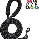 Extra Strong Heavy Duty Light Reflected Dog Leash for Medium and Large Dogs (Black, 5 Feet)