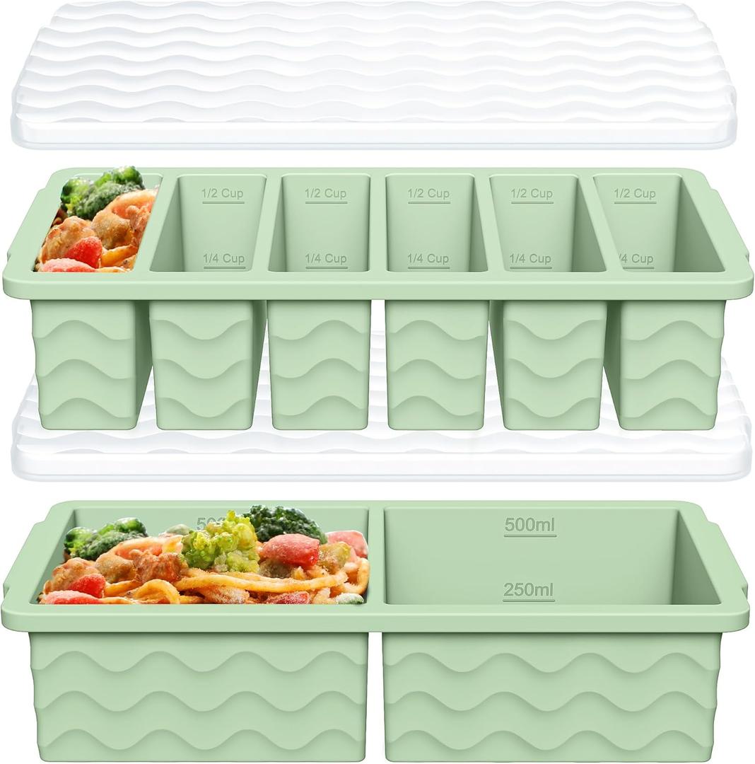 Silicone Freezer Tray with Lid, Silicone Food Freezer Tray, Soup Freezer Containers, Silicone Freezer Molds, Silicone Large Ice Cube Trays for Freezer 2