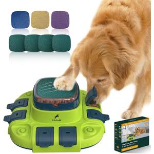 Dog Puzzle, 3-in-1 Dog Interactive Toy: Puzzle, Slow Feeder Bowls & Nail File Green