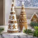 Christmas Decorations Indoor, 2Pcs Gingerbread Epoxy Resin Cone Christmas Trees, Christmas Table Decor for Xmas New Year Winter Holiday Home Dcor