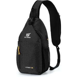 SKYSPER Sling Bag Crossbody Backpack - Chest Shoulder Cross Body Bag Travel Hiking Casual Daypack for Women Men(Jet Black) (Large)