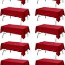 10-Pack Red Tablecloths for Rectangle Tables, 60 x 102 Inches, Stain-Resistant Polyester Fabric for 6 Foot Tables - Washable Table Covers for Weddings, Banquets, Birthday Parties, Events