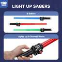 TOY Life Light Up Saber, 3 Pack Lightup Sabers, Extendable & Collapsable Light up Saber Sword, Saber Toy Set with Motion Sensitive FX Sound, Light Up Sword Toy for Kids