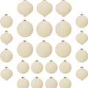 KI Store Velvet Christmas Balls Cream White 25pcs Flocked Christmas Tree Ornaments Assortment for Xmas Tree Holiday Decor
