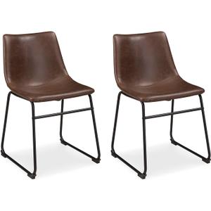 Signature Design by Ashley Mid Century Centiar 18.75" Dining Bucket Chair, 2 Count, Black and Brown, Pack of 2, Black