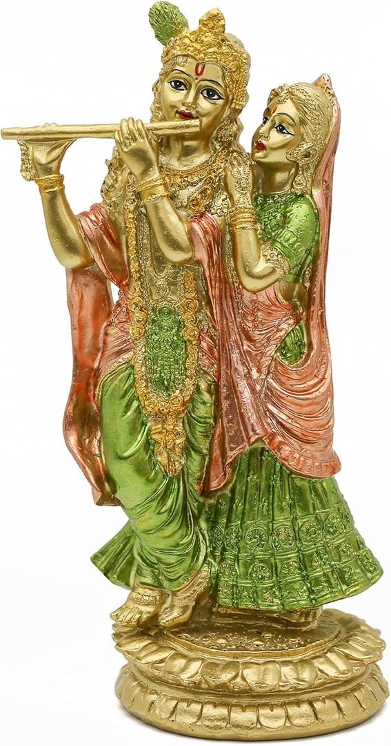 alikiki Hindu Idol Radha Krishna Statue - Indian God Goddess Figurine Murti Pooja Item Home Office Temple Mandir Puja Item India Buddha Diwali Wedding Gifts Meditation Altar Shrine Kit (5.0" X 3.5" X 8.6"H)