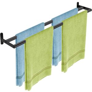 Double Towel Bar, 32 Inch Towel Racks for Bathroom, Stainless Steel Bathroom Towel Holder, Towel Rack Wall Mounted Towel Hanger Towel Rod, Matte Black