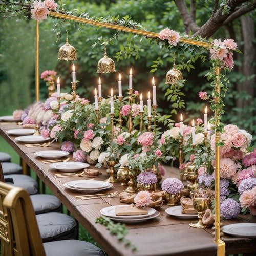 Liacere Table Rod Stand with Clamps - Gold Adjustable Table Top Arch Frame Backdrop Stand, Balloon Arch Stand for Wedding, Birthday, Party, Christmas, Easter