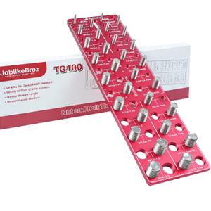 Thread Checker, Rustproof Nut and Bolt Thread Checker, Wall-Mountable Bolt Size Finder Tool, 15 SAE & 15 Metric Thread Gauge, Bolt and Nut Sizer for Quick Measurement (Red)