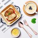 2 x 12 PCS Spoon and Fork Flatware Set, Rose Gold Silverware Cutlery Set, Stainless Steel Tableware 6 Forks (5.35 inch), 6 Spoons(5.25 inch) for Kitchen and Restaurant Mirror Polished