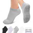 yeunG Pilates Socks for Women Non Slip Grip Socks Ankle Grippy Yoga Socks for Ballet, Pure Barre, Dance, Barefoot Workout Sole Size ~ 6.75" x 3“