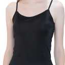 METWAY Womens Silk Camisole/Spaghetti Strap Mulberry Silk Cami Tops/Stretchable Real Knit Silk Tank Undershirt for Layerling (Black) XS