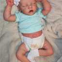 Lifelike Reborn Baby Dolls 17 Inch Full Body Vinyl Silicone Baby Doll Realistic Newborn Girl Silicone Sleeping Real Life Girl Poseable Dolls with Clothes Accessories for Kids Age 3+