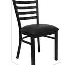 Flash Furniture Hercules Series Commercial Ladder Back Restaurant Chairs, Modern Lightweight Metal Dining Chairs with Padded Seats, Set of 2, Black