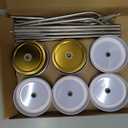 uxcell 25pcs Stainless Steel Mason Jar Lids with Straw Hole, 70mm Metal Canning Lid Mason Storage Covers Caps with Silicone Ring/Straws/Cleaning Brush Gold