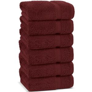 Chakir Turkish Linens | Hotel & Spa Quality 100% Cotton Premium Turkish Towels | Soft & Absorbent (6-Piece Hand Towels, Cranberry)