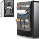 Mini Fridge Organizer, Dust Cover with 14 Pockets for Most Household Refrigerators, Hanging Mini Fridge Caddy Organizer Storage Bag for Dorm, Office, Kitchen, Home, School, Gray