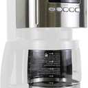 Kenmore Coffee Maker 12 cup Drip Coffee Machine Reusable Filter Programmable Timer Digital Display Aroma Control Glass Carafe Charcoal Water Filter Regular Bold Stainless Steel and white