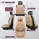 OASIS AUTO Car Seat Covers Full Set Premium Waterproof Faux Leather Cushion Universal Accessories Fit SUV Truck Sedan Automotive Vehicle Auto Interior Protector (OS-001 Tan)