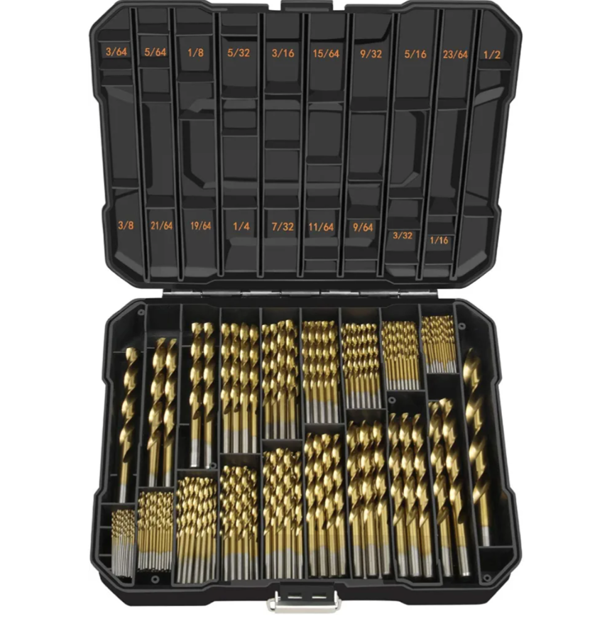 ENERTWIST Titanium Drill Bit Kit Set for Metal and Wood 230-Piece - Coated HSS Conventional 118 Deg Tip from 3/64inch up to 1/2 Inch, ET-DBA-230A