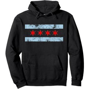 Chicago Flag Retro Distressed Chi Town Windy City Pullover Hoodie,  2 XL
