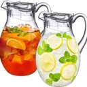Amazing Abby - Bubbly - 2-Pack Acrylic Pitcher (72 oz), Clear Plastic Water Pitcher with Lid, Fridge Jug, BPA-Free, Shatter-Proof, Great for Iced Tea, Sangria, Lemonade, Juice, Milk, and More
