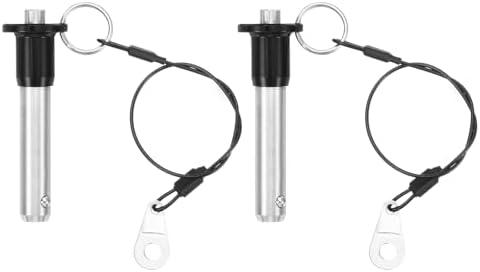 uxcell 2 Pcs Quick Release Pin, 1/2" x 1.6"(Dia. x L) Ball Locking Pin with Push Button 304 Stainless Steel Ring Handle Locking Pin with Wire for Audio Bimini Top Marine, Silver