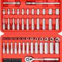 74 Pcs 1/4" Drive Socket Set,1/4-Inch Drive Master Socket Set with Ratchets,Extensions with 1/4" Drive Bits Set,Universal Joint (5/32-Inch- 9/16-Inch, 4mm-14mm)