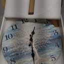 XFM Blue Wooden Wall Clock 10 Inch Silent Wall Clocks Battery Operated Framhouse Tree of Life Country Clock Decorative for Kitchen Living Room Bedroom Office