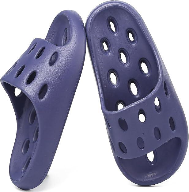 FINLEOO Mens Shower Shoes Wide With Holes Mens Shower Sandals Dry Quickly Non Slip Indoor Slippers Bedroom Pool Spa College Dorm , 8.5-9 X-Wide