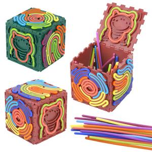 GUNTAIL Creative 3D Sensory Cube Toys for Children with Autism,Silicone Fingertip Cube Toys for Anxiety Relief, Focus, ADHD & Autism,Suitable for Children and Adults,with 20 Silicone Strings
