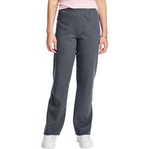 Hanes womens Comfortsoft Ecosmart Women's Open Bottom Leg Fleece athletic sweatpants, Slate Heather, Large