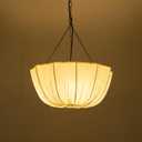 19.6in Lantern Fabric Pendant Light, Wabi Sabi Hanging Lamp with Fabric Cloth Shade, Modern Drum Chandelier for Living Room, Bedroom, Dining Table, Restaurant, Study Room (E26 Bulb)