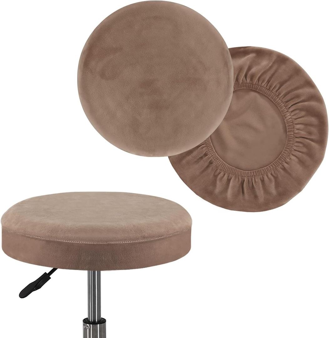 ack Bar Stool Covers Round Stool Covers with Elastic Bands Bar Stool Seat Covers Slipcover Washable Stool Cushion Covers Feature Stretch Thick Bouncy Fabric, Dia 16"-18", X-Large, Taupe